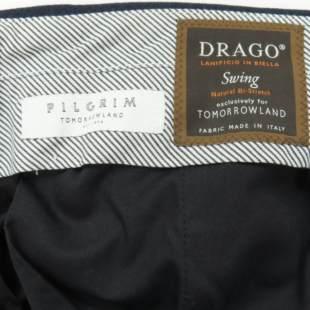 【中古】トゥモローランド TOMORROWLAND PILGRIM ウール ドレススラックスパンツ ネイビー【サイズ48】【 状態ランクC 】【 メンズ 】