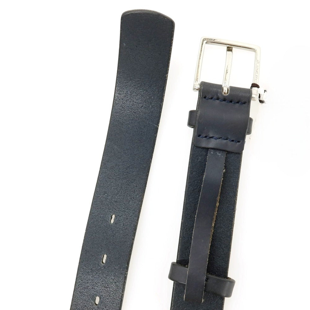 【中古】アーツアンドクラフツ ARTS&amp;CRAFTS BEAUTY&amp;YOUTH UNITED ARROWS別注 TENDER SQUARE BELT レザー ベルト ブラックネイビーxシルバー【サイズ32/80】【 状態ランクA 】【 メンズ 】