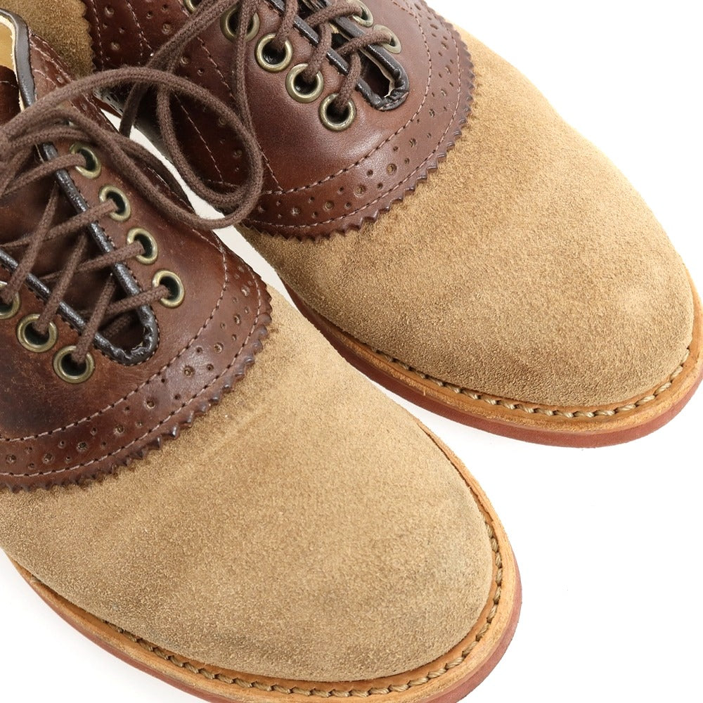 【中古】ウォークオーバー WALK OVER スエードレザー ドレスシューズ ベージュxブラウン【サイズ7 1/2】【 状態ランクC 】【 メンズ 】