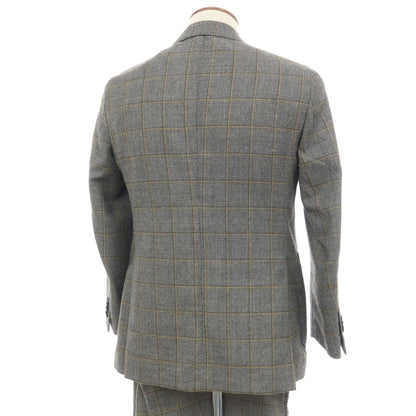 【中古】カルーゾ CARUSO ウール バーズアイ チェック 3つボタンスーツ グレー系【サイズ上46/下48】【 状態ランクB 】【 メンズ 】
