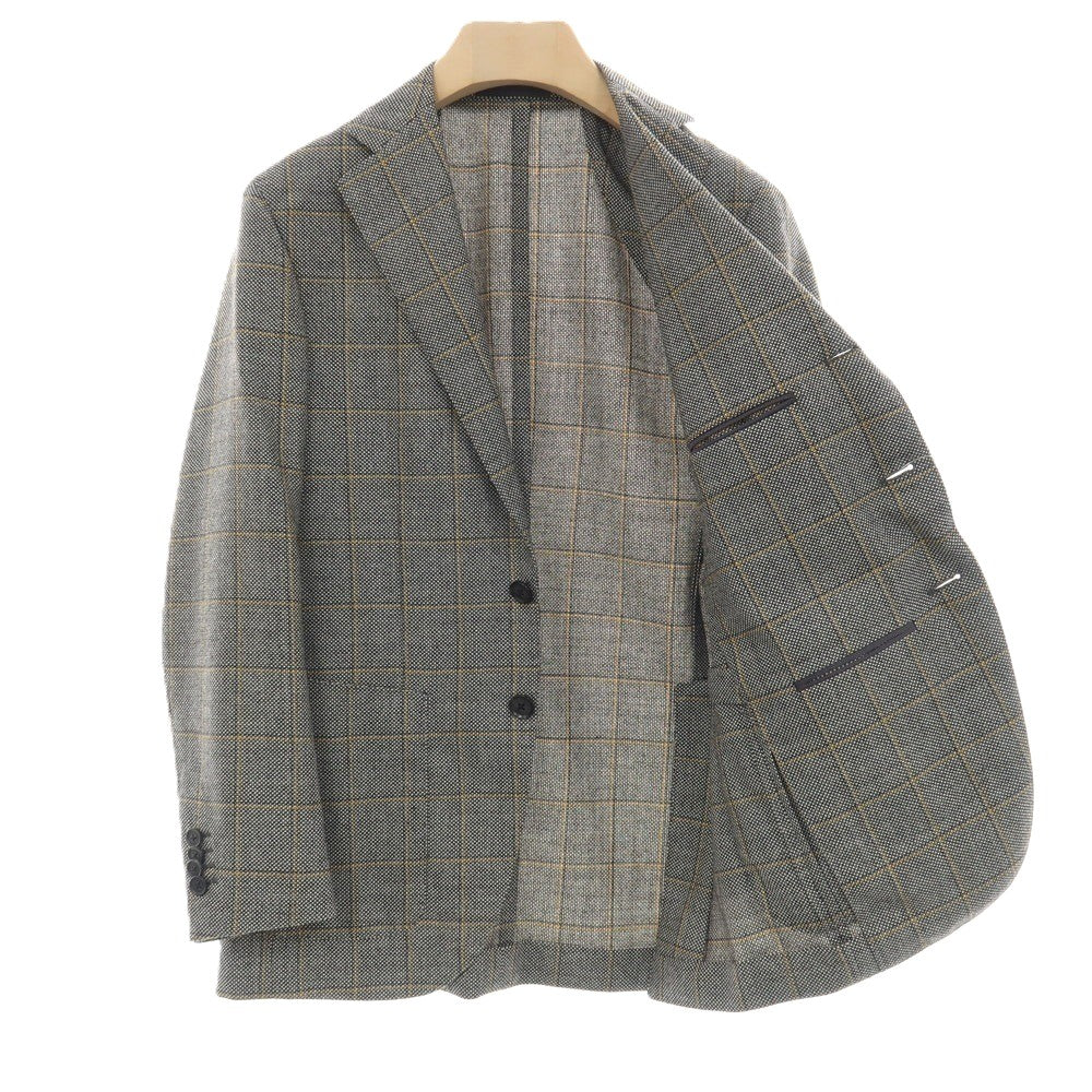 【中古】カルーゾ CARUSO ウール バーズアイ チェック 3つボタンスーツ グレー系【サイズ上46/下48】【 状態ランクB 】【 メンズ 】