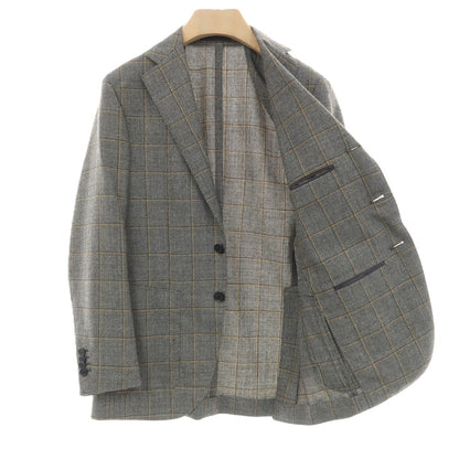 【中古】カルーゾ CARUSO ウール バーズアイ チェック 3つボタンスーツ グレー系【サイズ上46/下48】【 状態ランクB 】【 メンズ 】