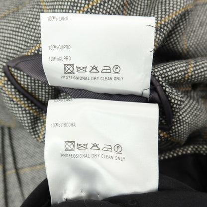 【中古】カルーゾ CARUSO ウール バーズアイ チェック 3つボタンスーツ グレー系【サイズ上46/下48】【 状態ランクB 】【 メンズ 】
