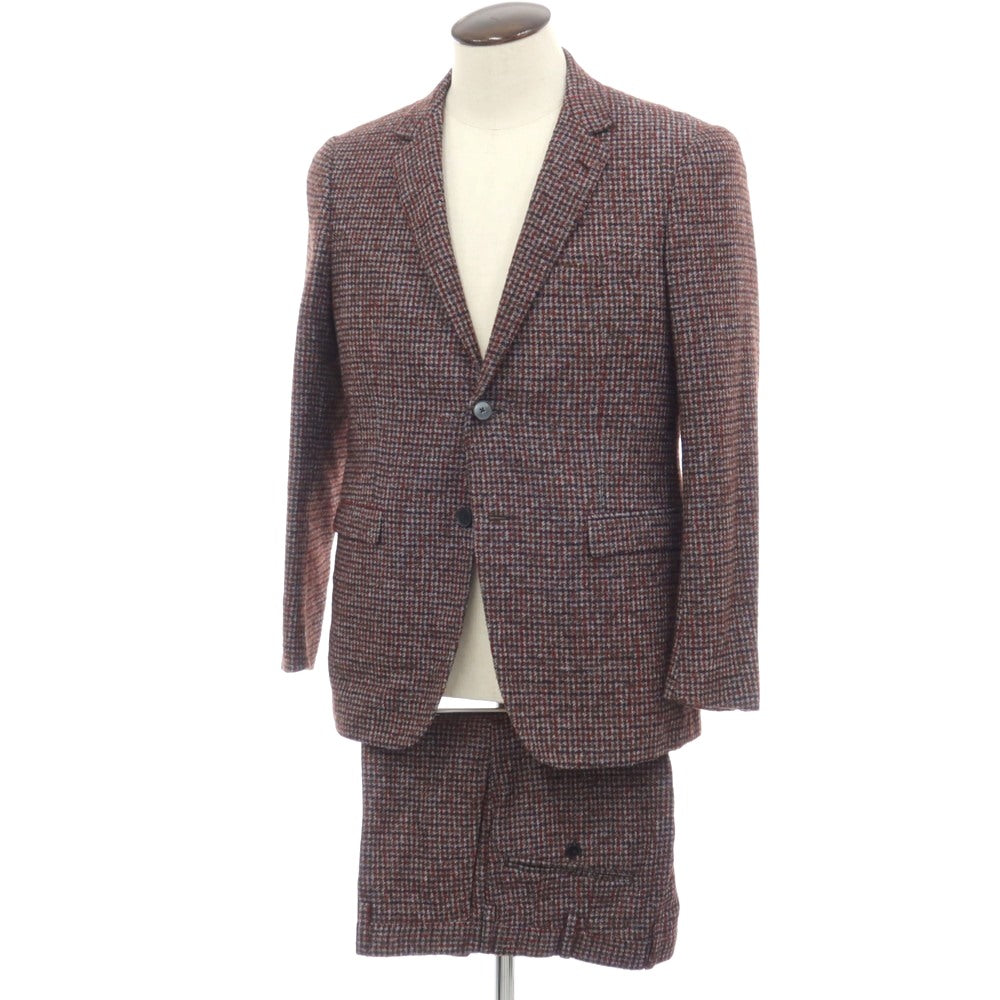 【中古】ジャン フランコ ボメザドリ Gian Franco Bommezzadri ベビーアルパカコットンナイロン チェック 2つボタンスーツ レッド系【サイズ50】【 状態ランクA 】【 メンズ 】