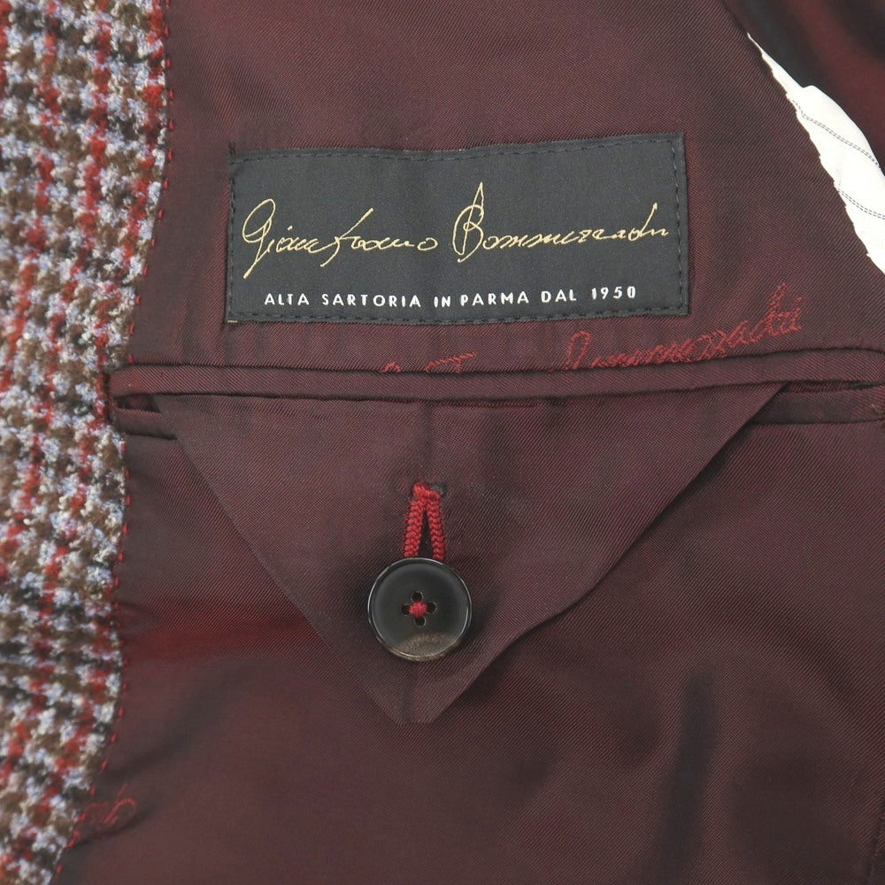 【中古】ジャン フランコ ボメザドリ Gian Franco Bommezzadri ベビーアルパカコットンナイロン チェック 2つボタンスーツ レッド系【サイズ50】【 状態ランクA 】【 メンズ 】
