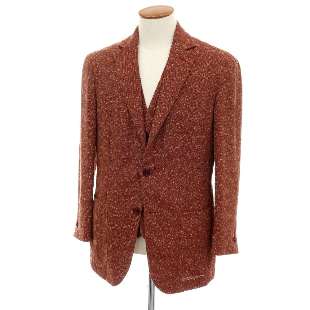 【中古】エルネスト ernesto GFB ツーピース リネンポリエステルコットン 2B カジュアルジャケット ダークレッド系【サイズ48】【 状態ランクB 】【 メンズ 】