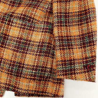 【中古】エルネスト ernesto GFB シルクコットン チェック 2B カジュアルジャケット オレンジxパープル【サイズ48】【 状態ランクB 】【 メンズ 】