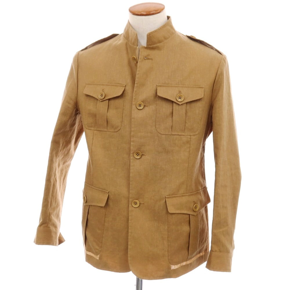 【中古】エルネスト ernesto GFB GIBSON リネンポリウレタン サファリジャケット ブラウン【サイズ48】【 状態ランクB 】【 メンズ 】