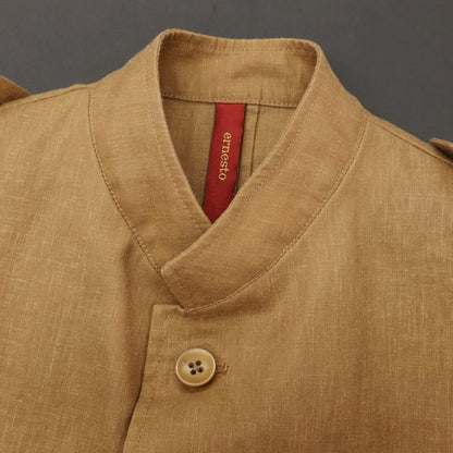 【中古】エルネスト ernesto GFB GIBSON リネンポリウレタン サファリジャケット ブラウン【サイズ48】【 状態ランクB 】【 メンズ 】