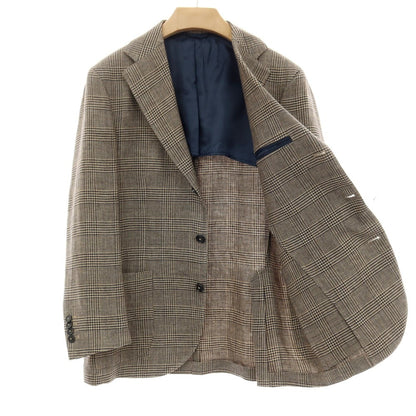 【中古】サルヴァトーレピッコロ Salvatore Piccolo REVER A SPECCHIO リネン グレンチェック 3B カジュアルジャケット ベージュxネイビー【サイズ48】【 状態ランクB 】【 メンズ 】