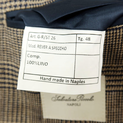 【中古】サルヴァトーレピッコロ Salvatore Piccolo REVER A SPECCHIO リネン グレンチェック 3B カジュアルジャケット ベージュxネイビー【サイズ48】【 状態ランクB 】【 メンズ 】