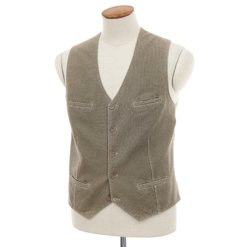 【中古】チルコロ1901 CIRCOLO 1901 ストレッチ コットン カジュアル系ジレ ベスト ダークベージュ系【サイズ50】【 状態ランクB 】【 メンズ 】