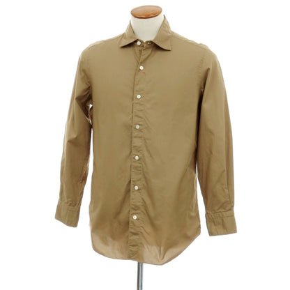 【中古】フィナモレ Finamore コットン ワイドカラー カジュアルシャツ カーキベージュ【サイズ40】【 状態ランクB 】【 メンズ 】
