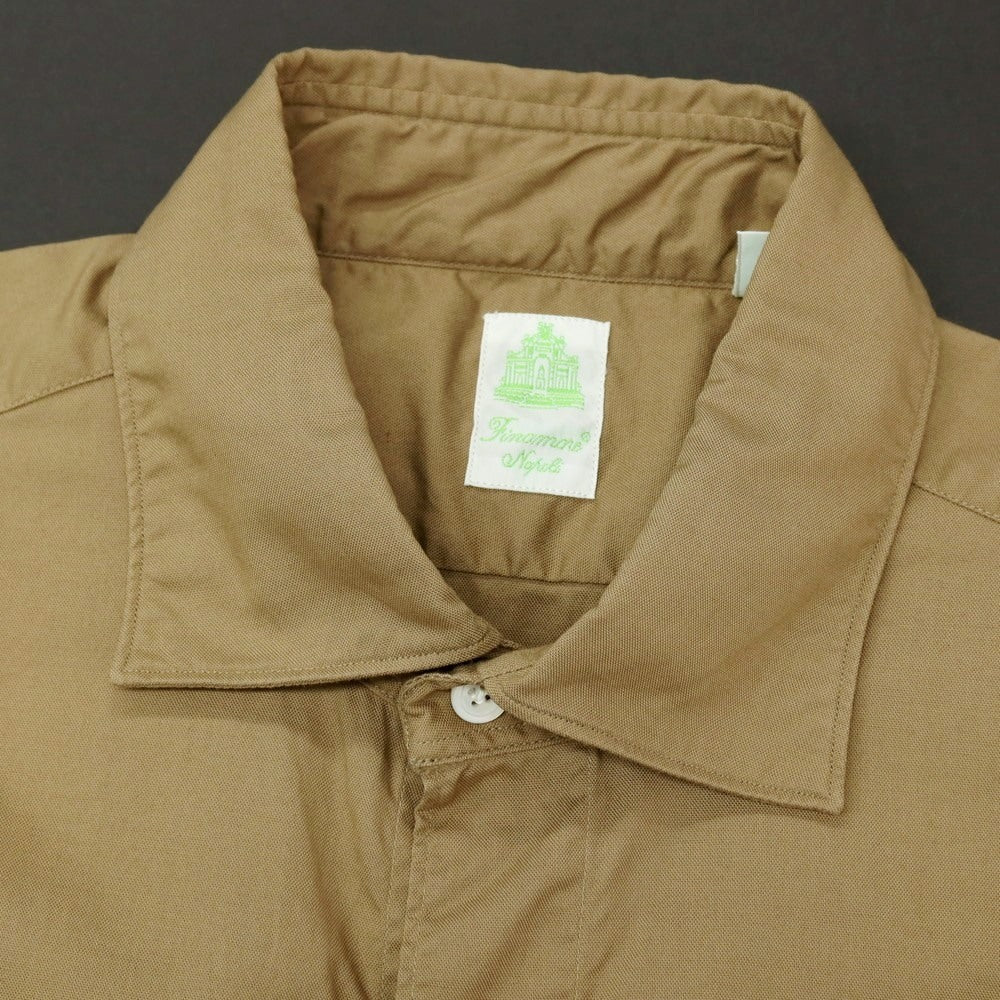 【中古】フィナモレ Finamore コットン ワイドカラー カジュアルシャツ カーキベージュ【サイズ40】【 状態ランクB 】【 メンズ 】