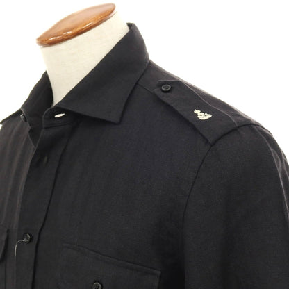 【中古】ギローバー GUY ROVER リネン ワイドカラー カジュアルシャツ ブラック【サイズM】【 状態ランクB 】【 メンズ 】