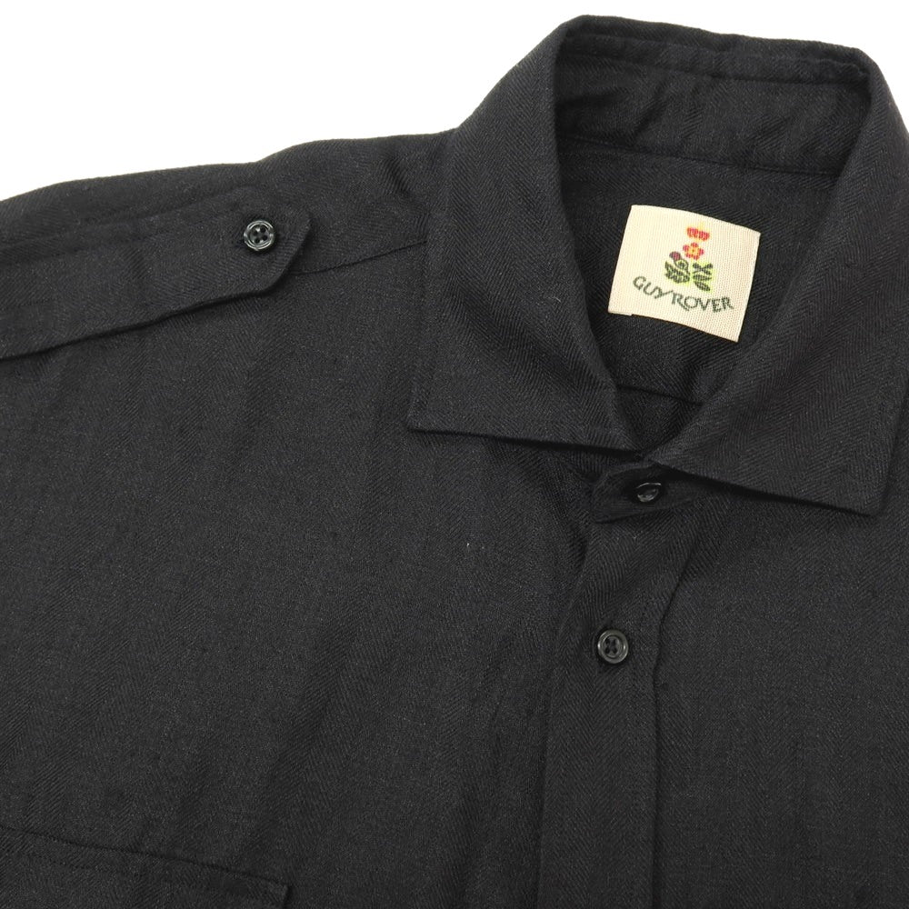 【中古】ギローバー GUY ROVER リネン ワイドカラー カジュアルシャツ ブラック【サイズM】【 状態ランクB 】【 メンズ 】