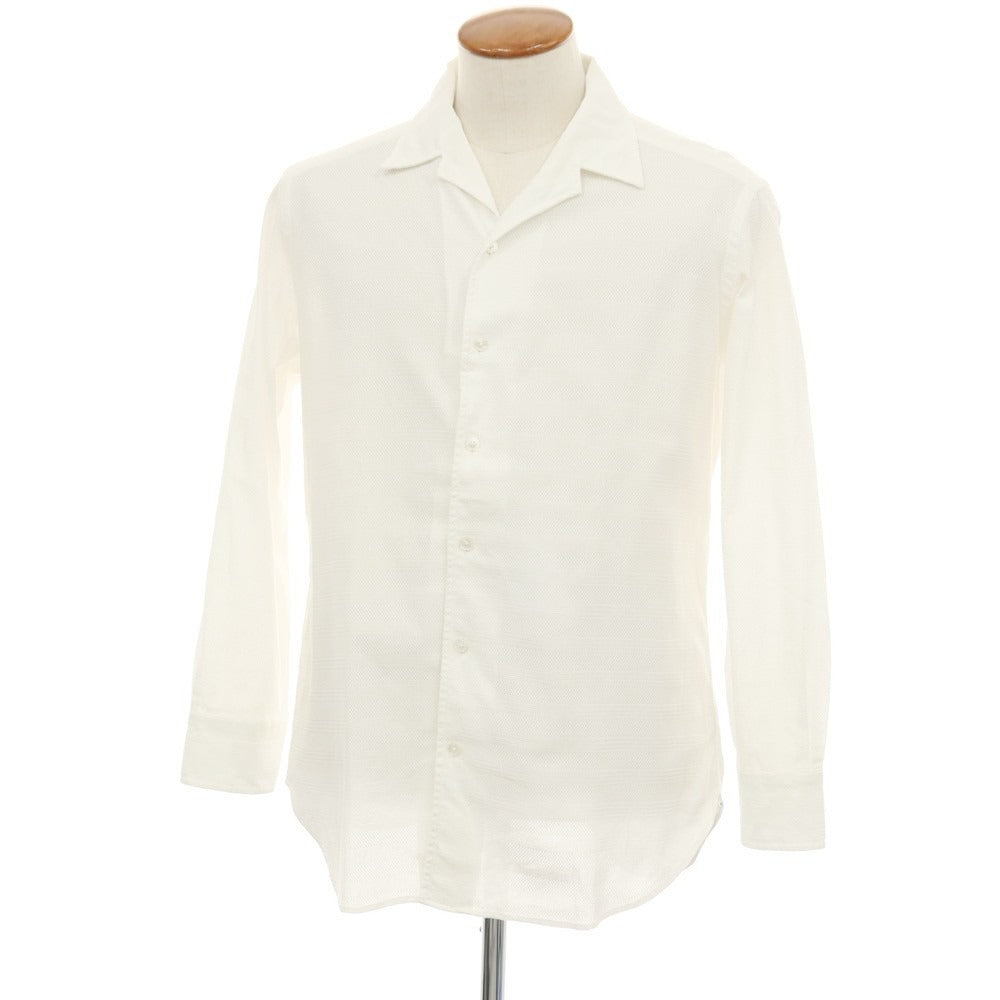 【中古】バグッタ Bagutta コットン オープンカラー カジュアルシャツ ホワイト【サイズM】【 状態ランクC 】【 メンズ 】