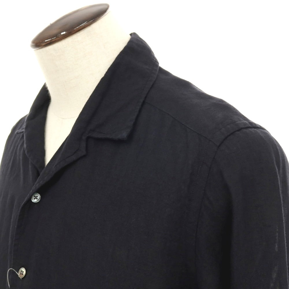 【中古】バグッタ Bagutta リネン オープンカラー カジュアルシャツ ブラック【サイズ42】【 状態ランクB 】【 メンズ 】