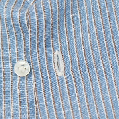 【中古】バグッタ Bagutta リネンコットン ストライプ ワイドカラー ドレスシャツ ライトブルー【サイズ41】【 状態ランクB 】【 メンズ 】