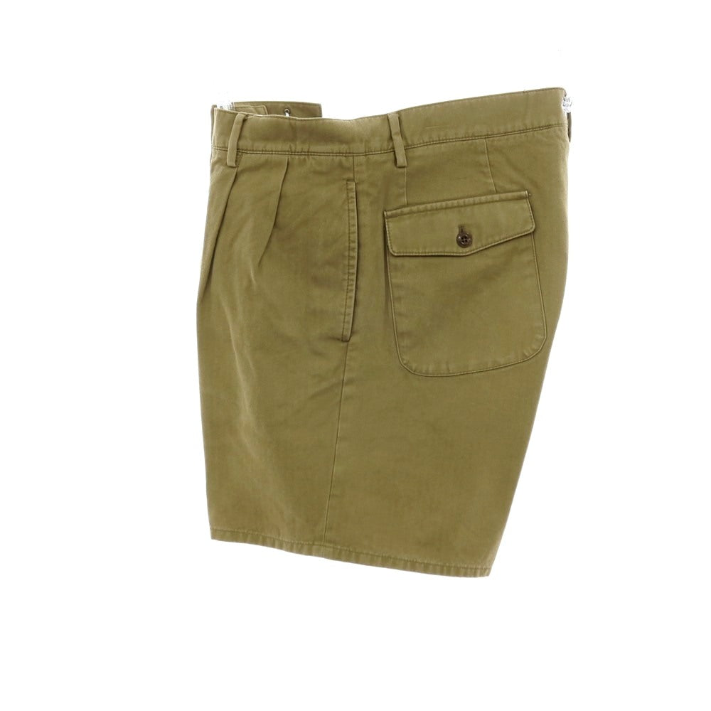 【中古】セラードアー CellarDoor MILIT コットン ヘリンボーン ショートパンツ オリーブ【サイズ48】【 状態ランクC 】【 メンズ 】[CPD]