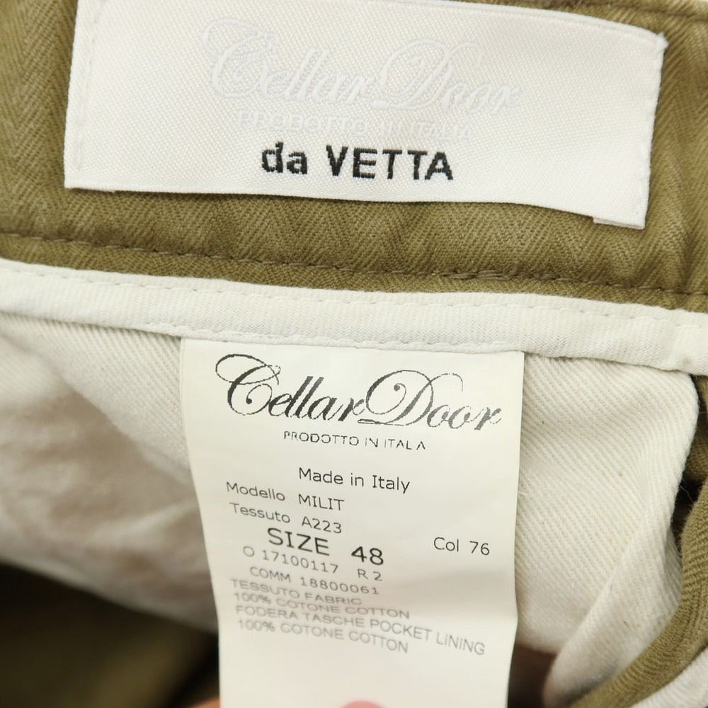 【中古】セラードアー CellarDoor MILIT コットン ヘリンボーン ショートパンツ オリーブ【サイズ48】【 状態ランクC 】【 メンズ 】[CPD]