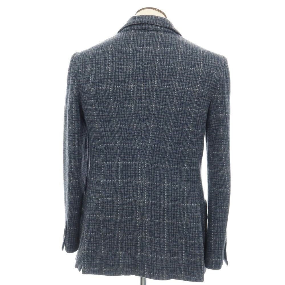 【中古】ホイコ スコットランド HAWICO Scotland ウール系 ジャージー チェック 3B カジュアルジャケット グレーxネイビー【サイズ50位】【 状態ランクA 】【 メンズ 】