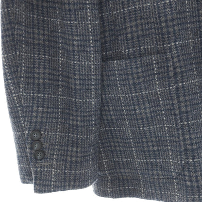 【中古】ホイコ スコットランド HAWICO Scotland ウール系 ジャージー チェック 3B カジュアルジャケット グレーxネイビー【サイズ50位】【 状態ランクA 】【 メンズ 】