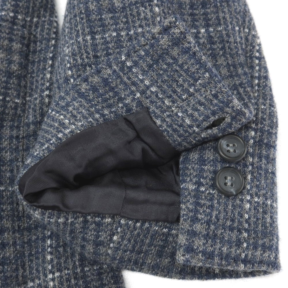【中古】ホイコ スコットランド HAWICO Scotland ウール系 ジャージー チェック 3B カジュアルジャケット グレーxネイビー【サイズ50位】【 状態ランクA 】【 メンズ 】