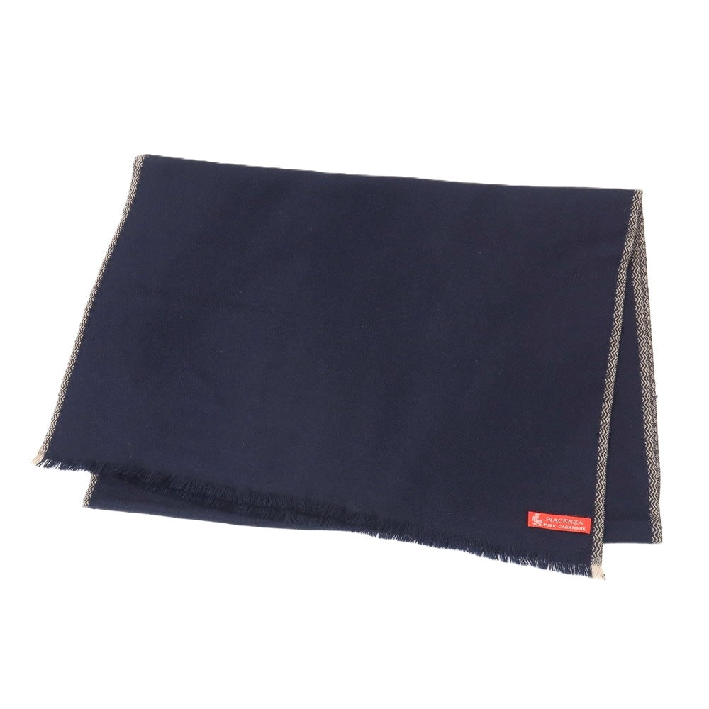 【中古】ピアチェンツァ PIACENZA カシミヤ ストール ネイビーxダークベージュ【 状態ランクB 】【 ユニセックス 】