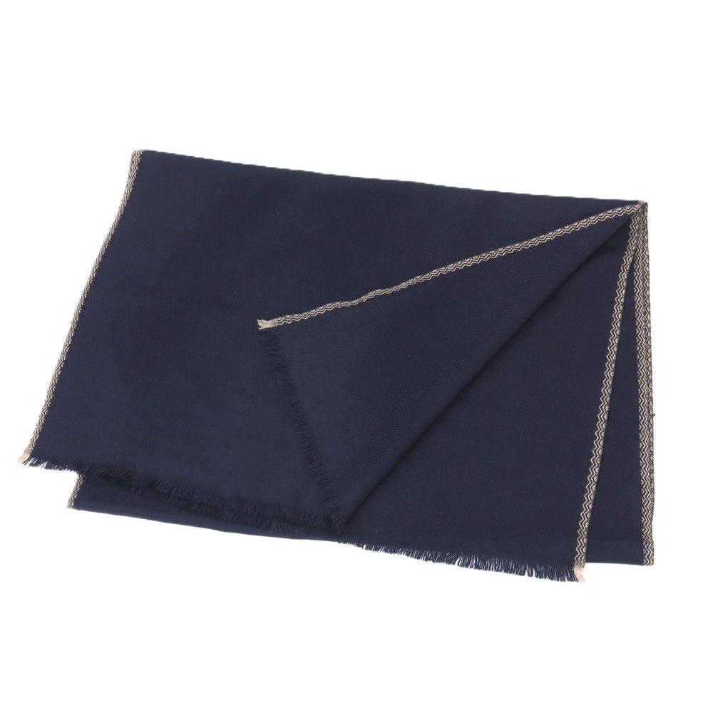 【中古】ピアチェンツァ PIACENZA カシミヤ ストール ネイビーxダークベージュ【 状態ランクB 】【 ユニセックス 】