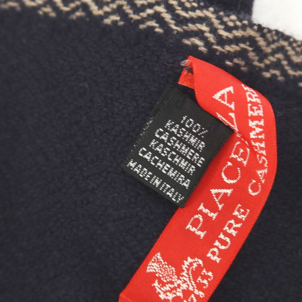 【中古】ピアチェンツァ PIACENZA カシミヤ ストール ネイビーxダークベージュ【 状態ランクB 】【 ユニセックス 】