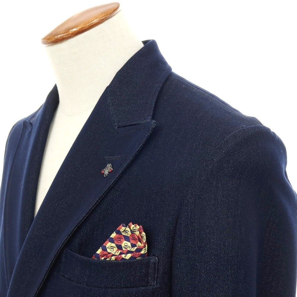 【中古】ジーステージ g-stage ストレッチ ポリエステルレーヨン ダブル6B カジュアルジャケット ネイビー【サイズ46】【 状態ランクA 】【 メンズ 】