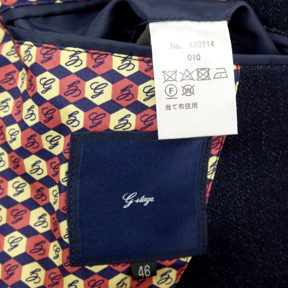 【中古】ジーステージ g-stage ストレッチ ポリエステルレーヨン ダブル6B カジュアルジャケット ネイビー【サイズ46】【 状態ランクA 】【 メンズ 】