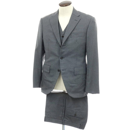 【中古】アザブテーラー azabu tailor スリーピース ウール 3つボタンスーツ グレー【サイズ上50/ジレ50/下88】【 状態ランクC 】【 メンズ 】
