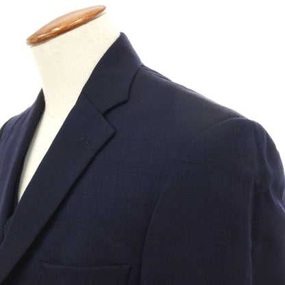 【中古】アザブテーラー azabu tailor スリーピース ウール チェック 3つボタンスーツ ネイビー【サイズ上50/ジレ50/下88】【 状態ランクC 】【 メンズ 】