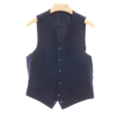 【中古】アザブテーラー azabu tailor スリーピース ウール チェック 3つボタンスーツ ネイビー【サイズ上50/ジレ50/下88】【 状態ランクC 】【 メンズ 】