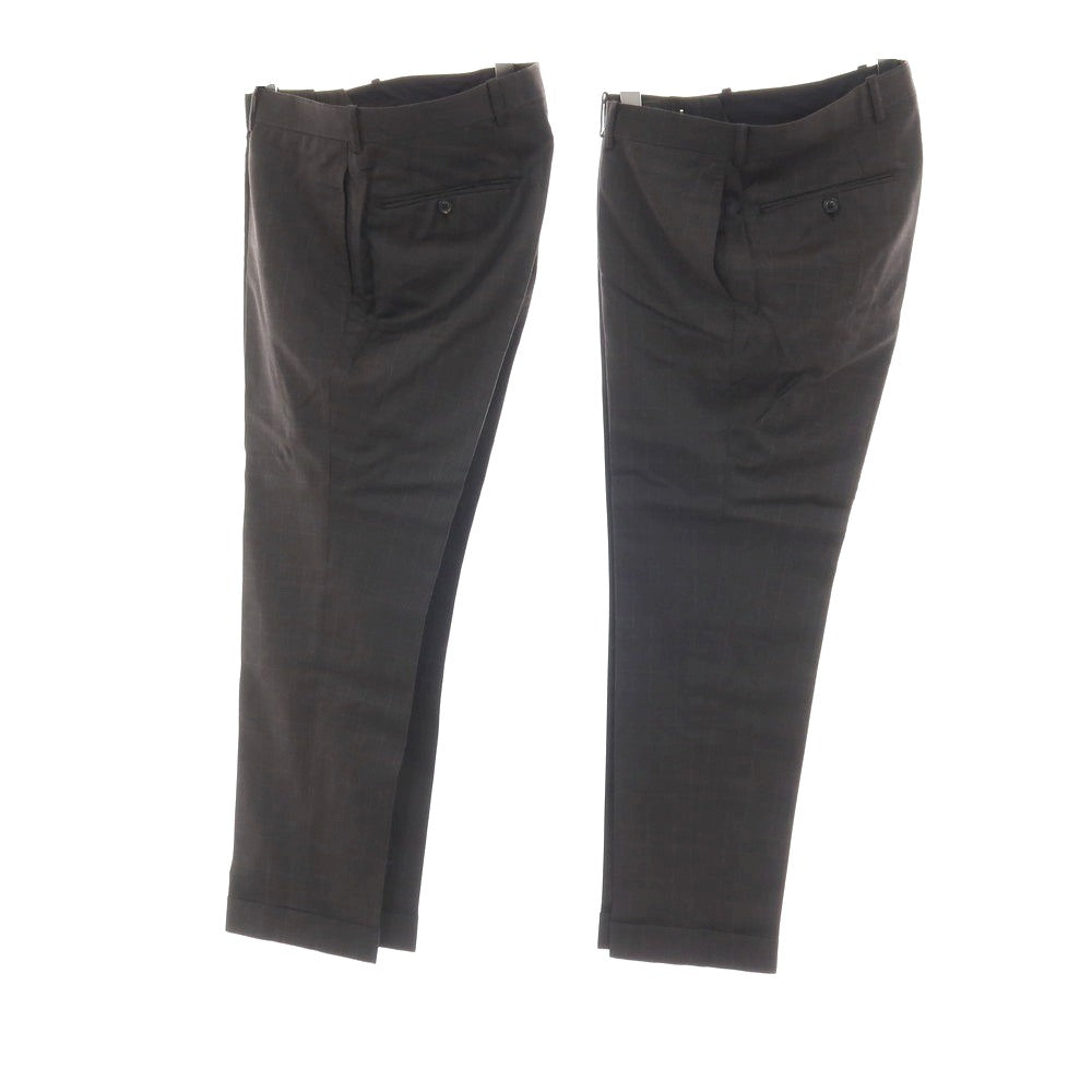 【中古】アザブテーラー azabu tailor ウール チェック ダブルスーツ ダークブラウン【サイズ上50/下85】【 状態ランクC 】【 メンズ 】