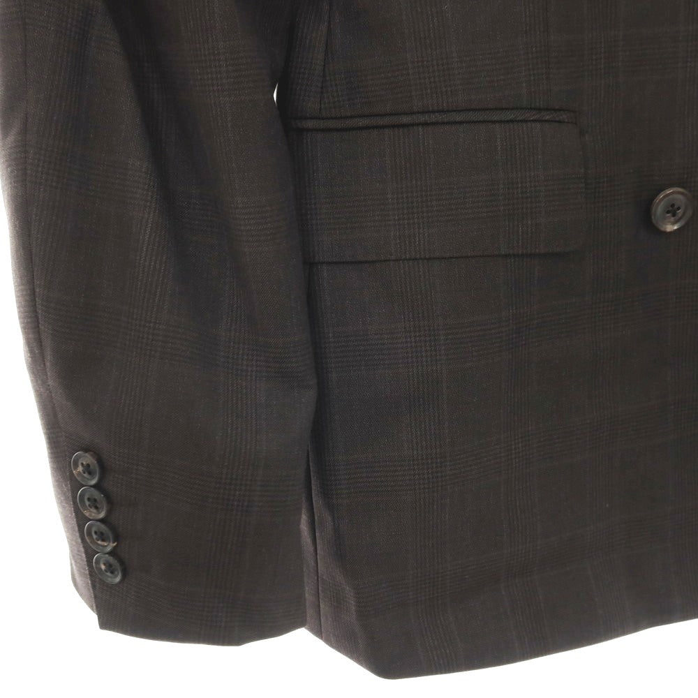【中古】アザブテーラー azabu tailor ウール チェック ダブルスーツ ダークブラウン【サイズ上50/下85】【 状態ランクC 】【 メンズ 】[APD]