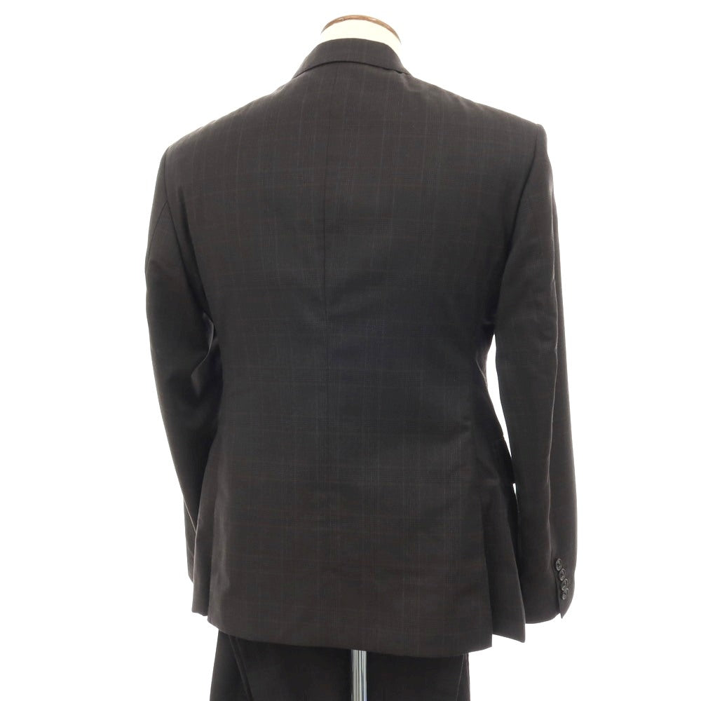 【中古】アザブテーラー azabu tailor ウール チェック ダブルスーツ ダークブラウン【サイズ上50/下85】【 状態ランクC 】【 メンズ 】[APD]