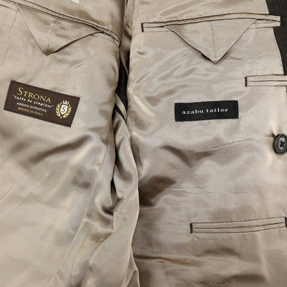 【中古】アザブテーラー azabu tailor ウール チェック ダブルスーツ ダークブラウン【サイズ上50/下85】【 状態ランクC 】【 メンズ 】