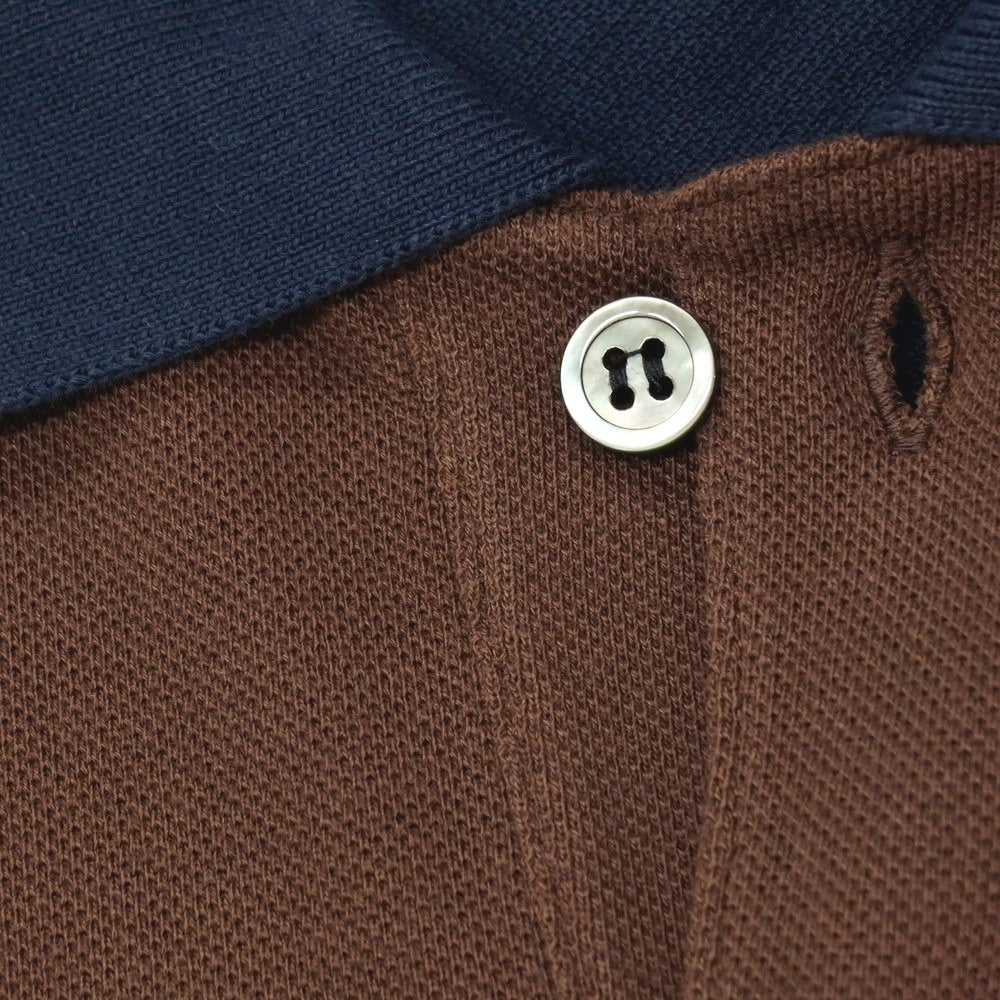 【中古】コムデギャルソン オムドゥ COMME des GARCONS HOMME DEUX 2025年秋冬 コットン 鹿の子 半袖ポロシャツ ネイビーxブラウン【サイズM】【 状態ランクA 】【 メンズ 】[CPD]