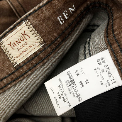 【SALE30%OFF/返品不可】【中古】ヤヌーク YANUK BEN ストレッチ コットン デニムパンツ ジーンズ ブラウン【 サイズ34 】【 状態ランクB 】【 メンズ 】