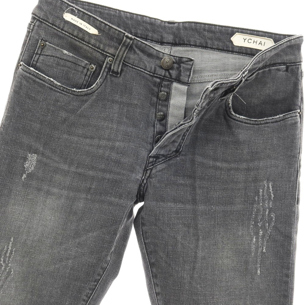 【SALE10%OFF/返品不可】【中古】イカイ YCHAI YPU001 ダメージ加工 ストレッチ コットン デニムパンツ ジーンズ グレーブラック【 サイズ32 】【 状態ランクB 】【 メンズ 】