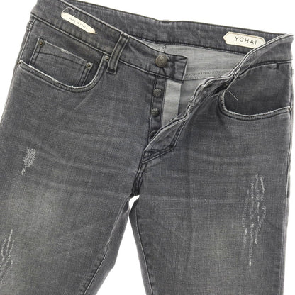 【SALE10%OFF/返品不可】【中古】イカイ YCHAI YPU001 ダメージ加工 ストレッチ コットン デニムパンツ ジーンズ グレーブラック【 サイズ32 】【 状態ランクB 】【 メンズ 】