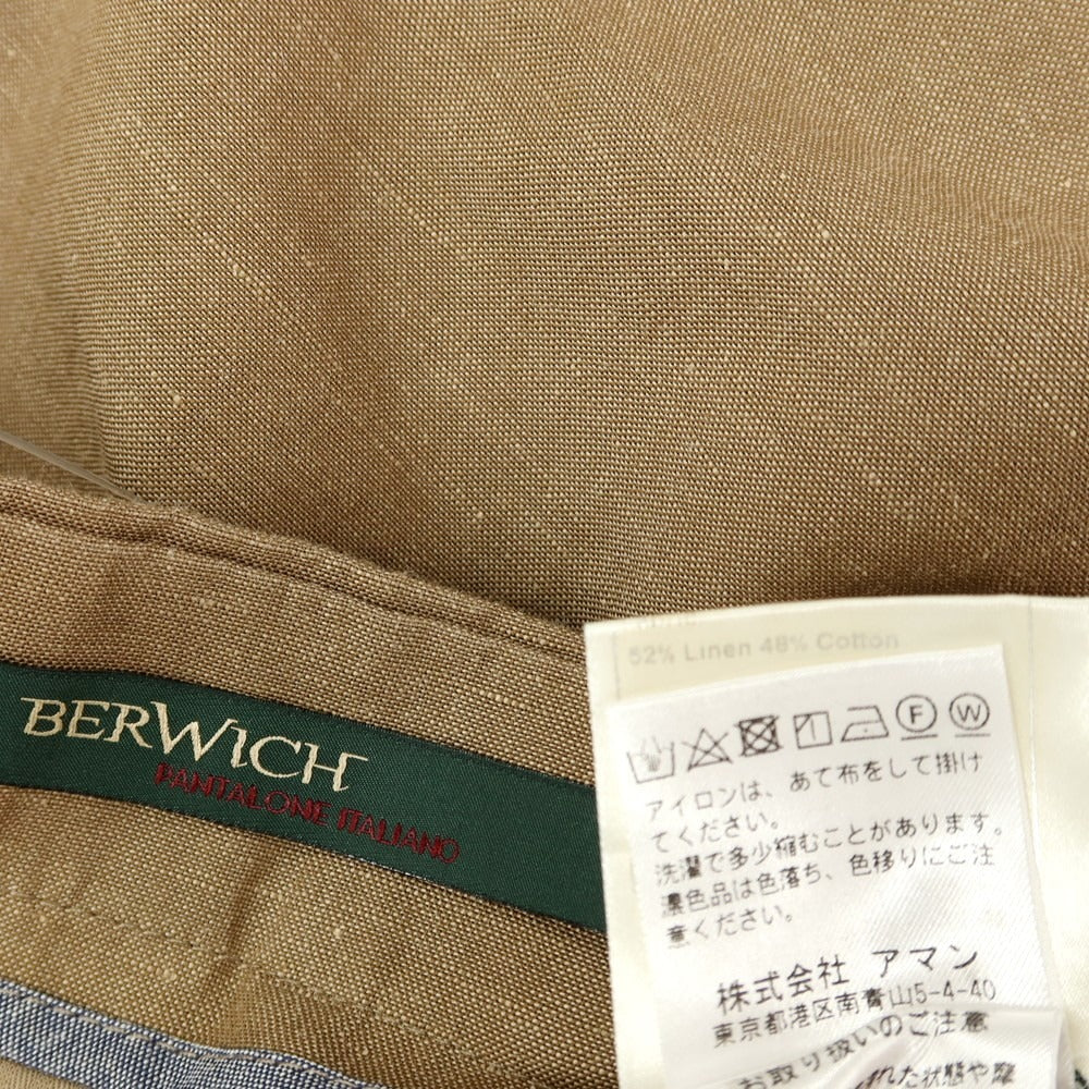 【中古】ベルウィッチ BERWICH scotch リネンコットン カジュアルスラックスパンツ ダークベージュ【サイズ46】【 状態ランクB 】【 メンズ 】