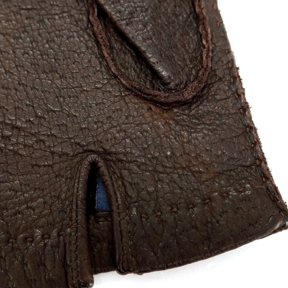 【中古】メローラ MEROLA ペッカリー系 レザー アンライニング 手袋 グローブ ダークブラウン【サイズ7】【 状態ランクB 】【 メンズ 】