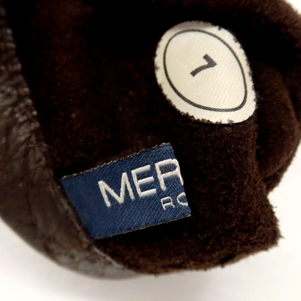 【中古】メローラ MEROLA ペッカリー系 レザー アンライニング 手袋 グローブ ダークブラウン【サイズ7】【 状態ランクB 】【 メンズ 】