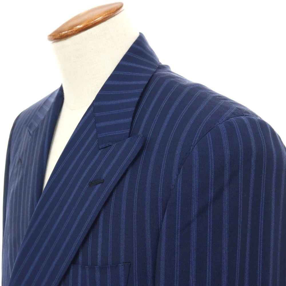 【中古】ラバッツォーロ RAVAZZOLO ニュージーランドメリノウール ストライプ 6B ダブルスーツ ネイビーxブルー【サイズ48】【 状態ランクB 】【 メンズ 】