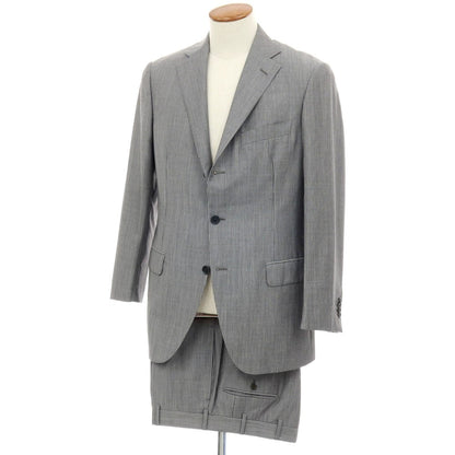 【中古】ベルベスト Belvest BEAMS F別注 SUPER110’Sウール＆モヘヤ ストライプ 3つボタンスーツ グレーxホワイト【サイズ48】【 状態ランクC 】【 メンズ 】