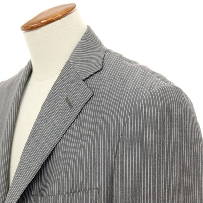 【中古】ベルベスト Belvest BEAMS F別注 SUPER110’Sウール＆モヘヤ ストライプ 3つボタンスーツ グレーxホワイト【サイズ48】【 状態ランクC 】【 メンズ 】
